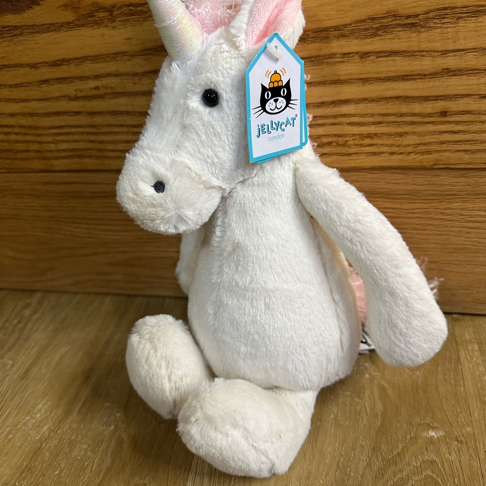 Jellycat Bashful Unicorn Cream White Pink Plush 12” Stuffed Animal